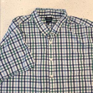 4XB Short Sleeve Button-up Checkered/Plaid Shirt